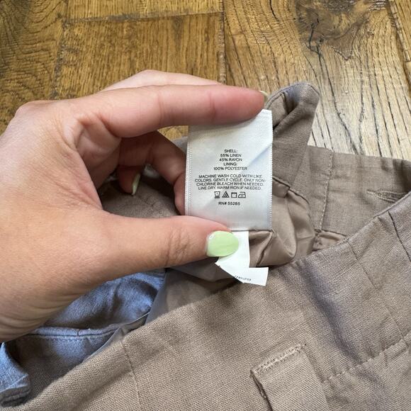 Express Linen Blend Shorts High-Waisted Pleated Pockets Taupe Brown Womens Sz 0 - Picture 8 of 8